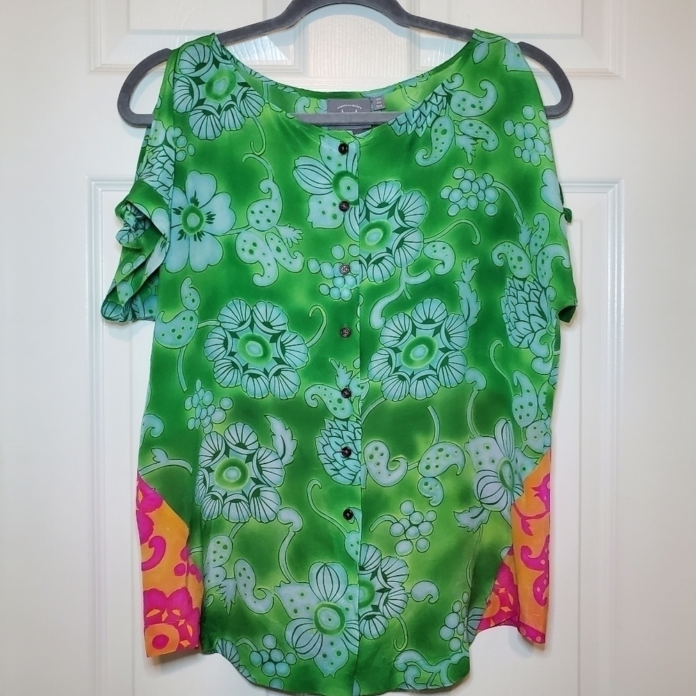 Anthropologie Silk Top Women’s Vanessa Virginia Fata Morgana Printed Size 2